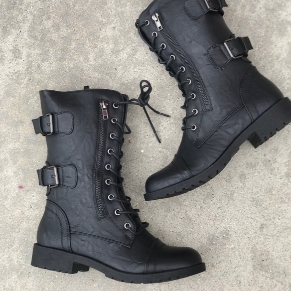 Last 1 Size 6 Nature Black Combat Boot Buckle deco - Picture 4 of 8